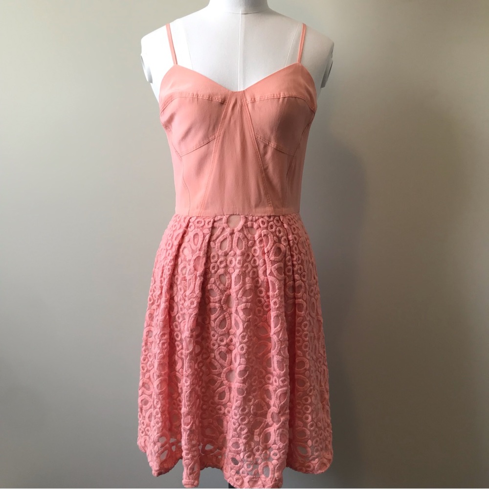 ADDISON Peach Pink Spring / Summer Floral Dress